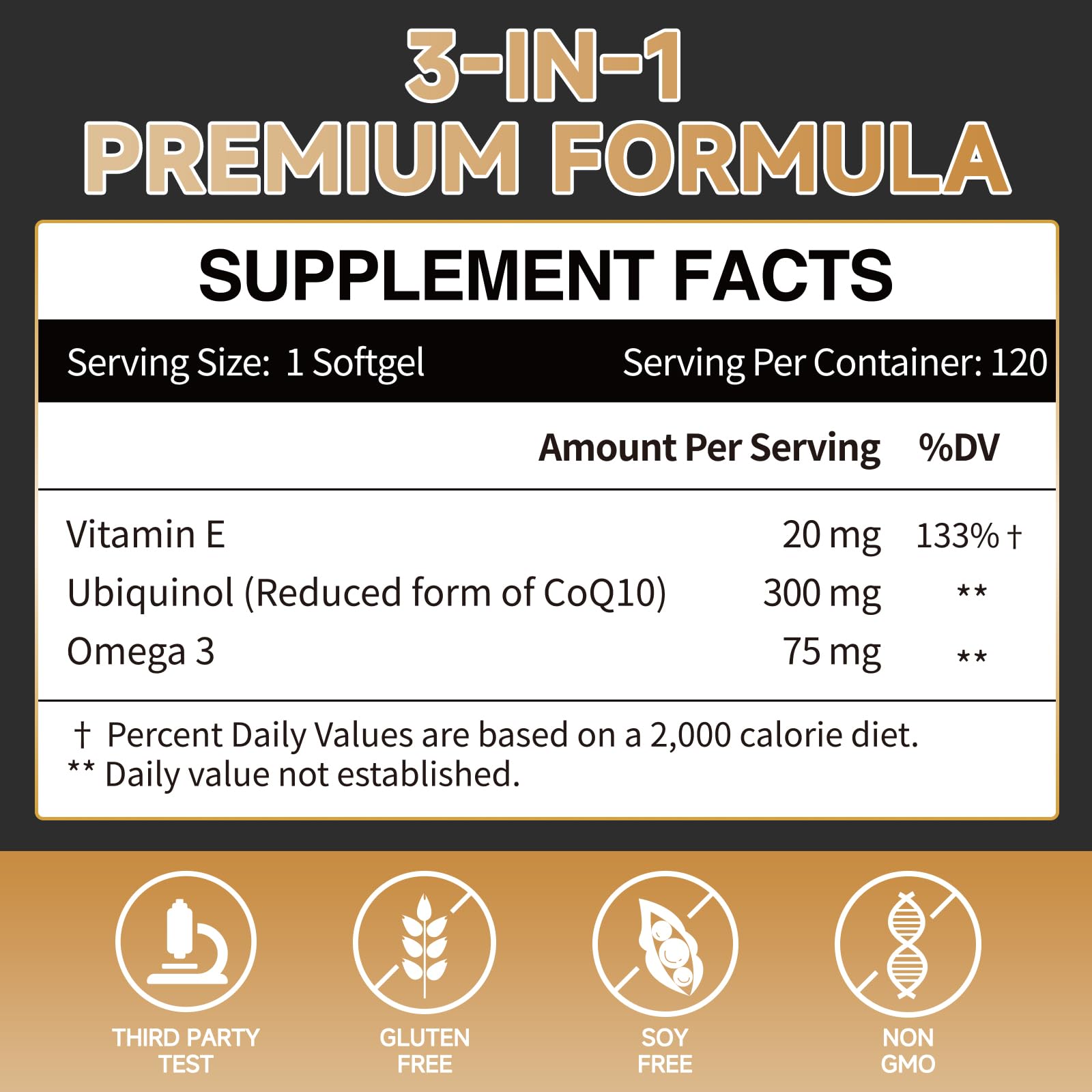 Cozynol CoQ10 Ubiquinol 300mg softgels side view