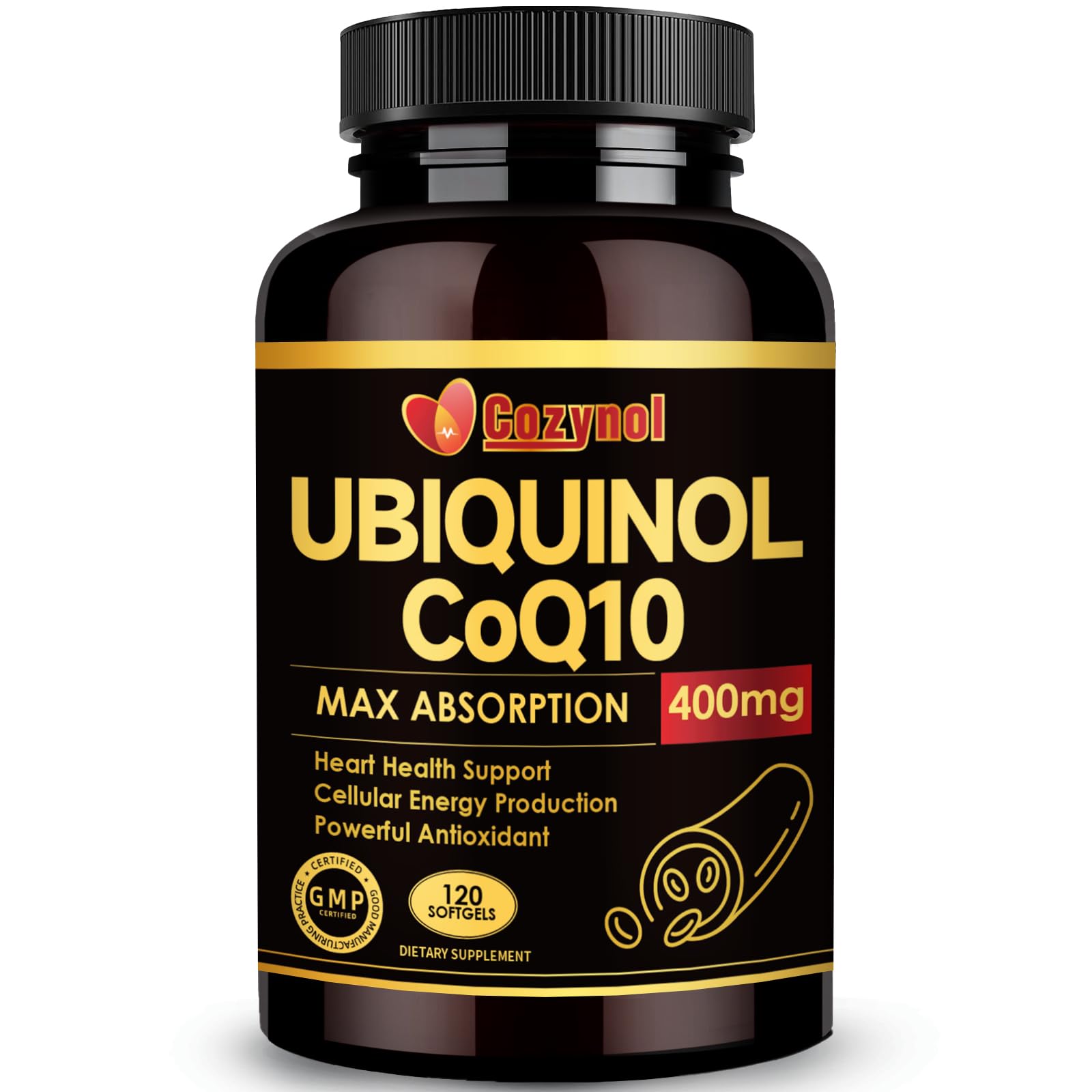 Cozynol Ubiquinol CoQ10 400mg Softgels front view