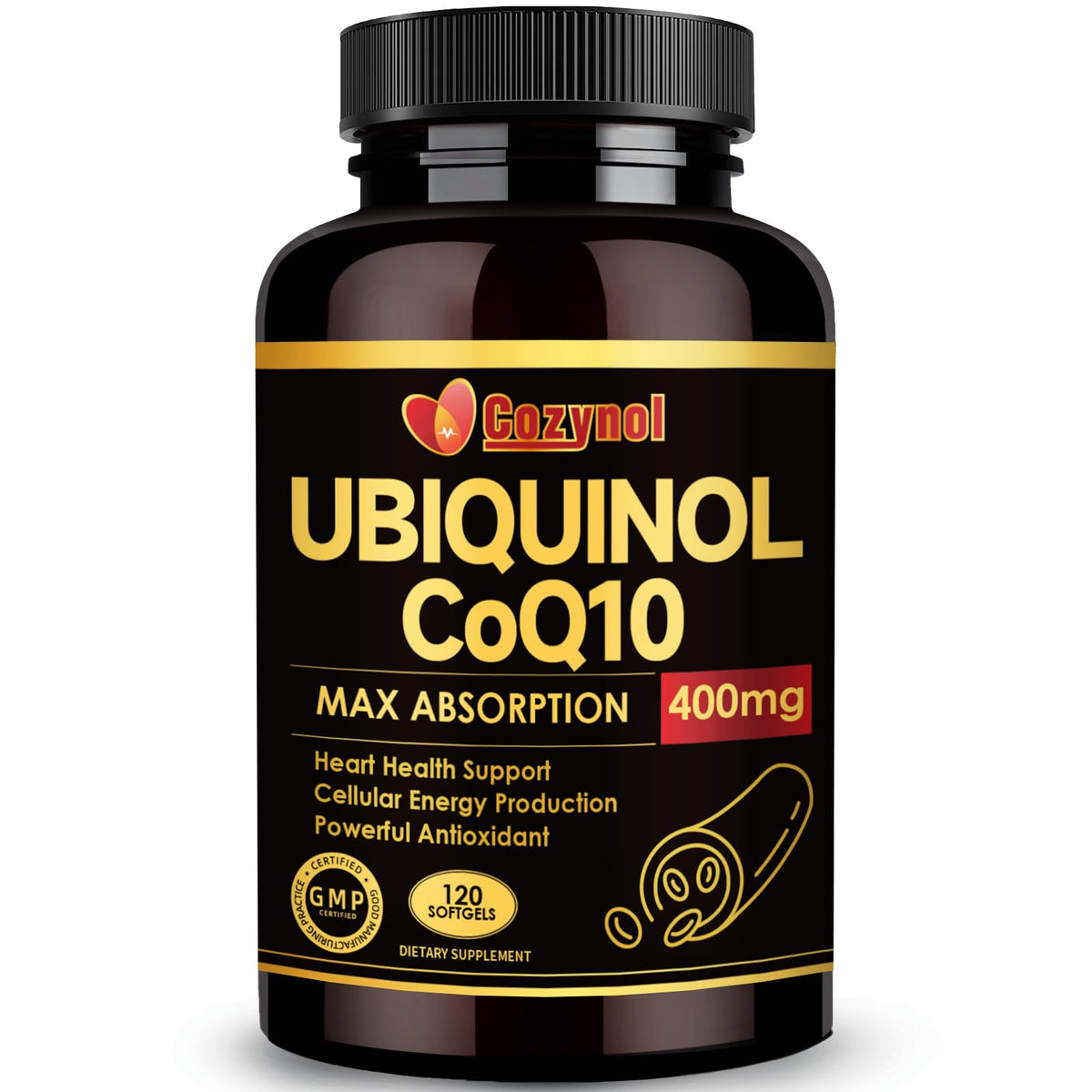 Cozynol Ubiquinol CoQ10 400mg Softgels front view