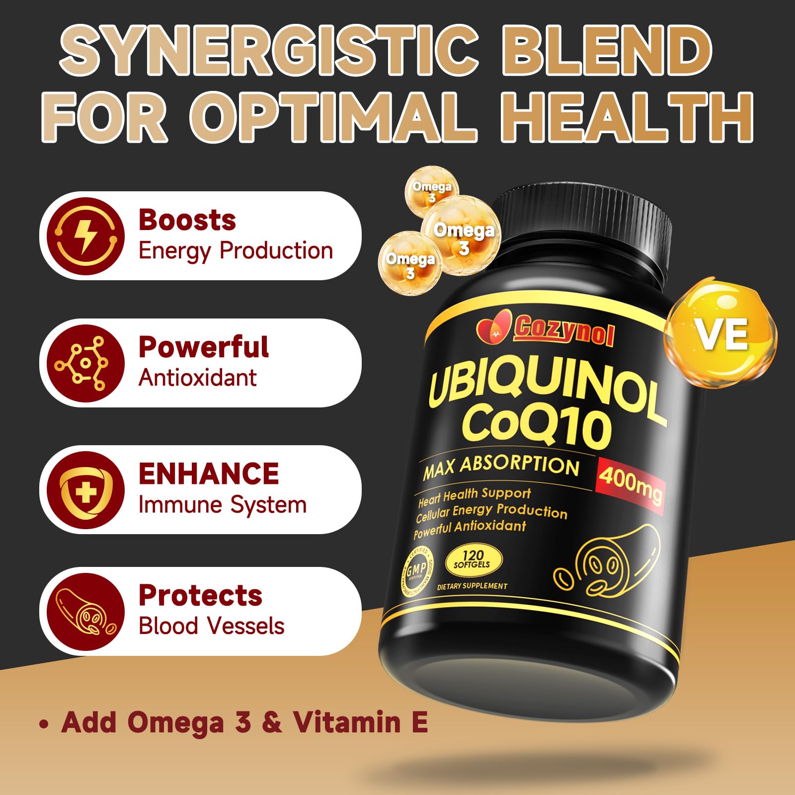 Cozynol Ubiquinol CoQ10 400mg Softgels with Omega-3