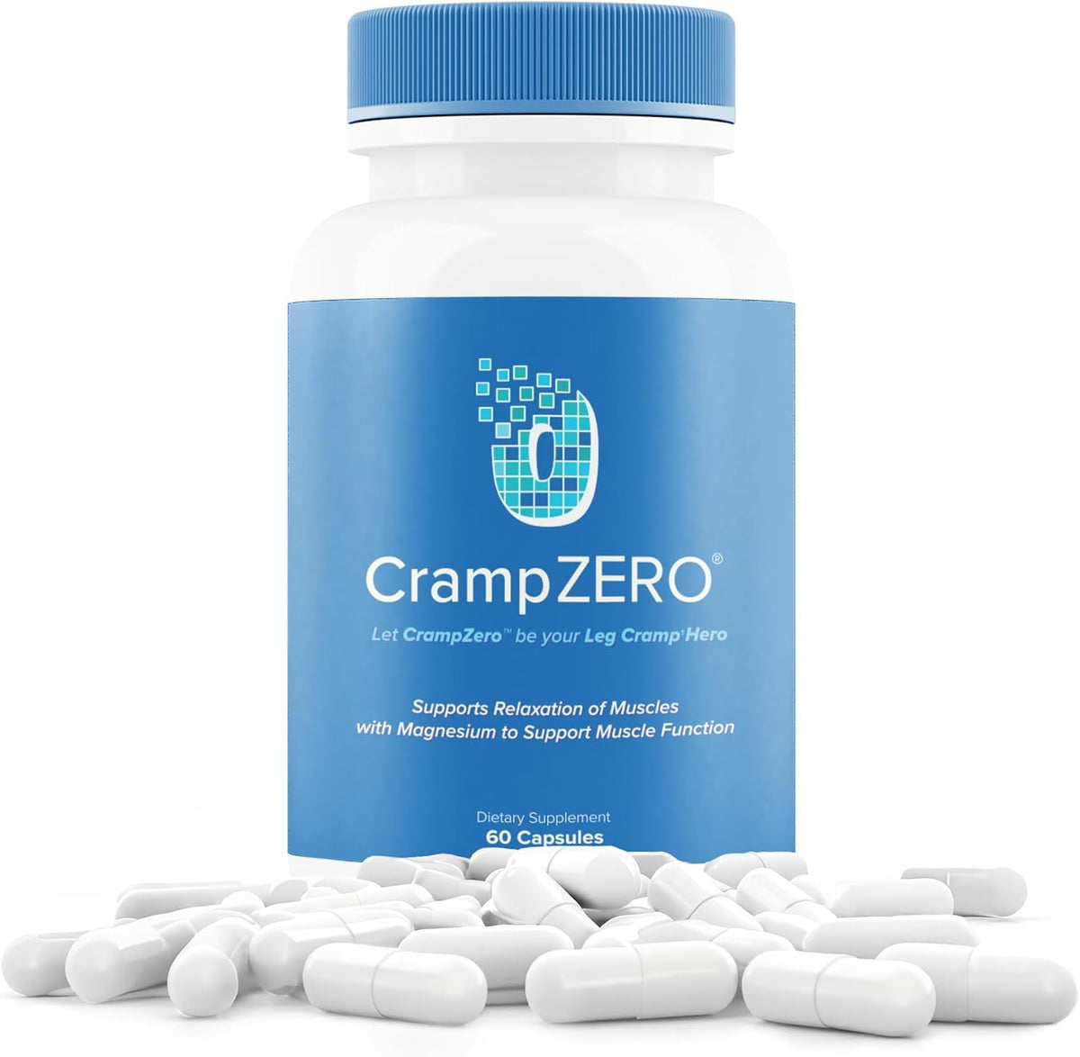 CrampZero Magnesium Electrolyte Supplement capsule bottle front view