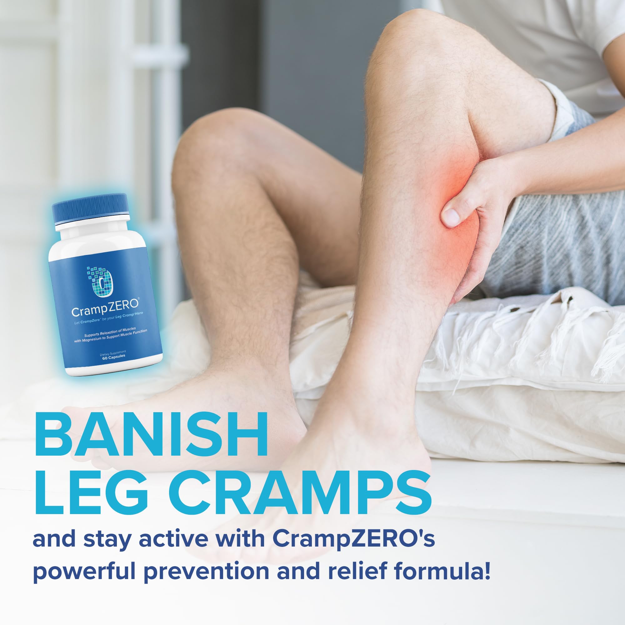 CrampZero Magnesium Supplement shown with a glass of water