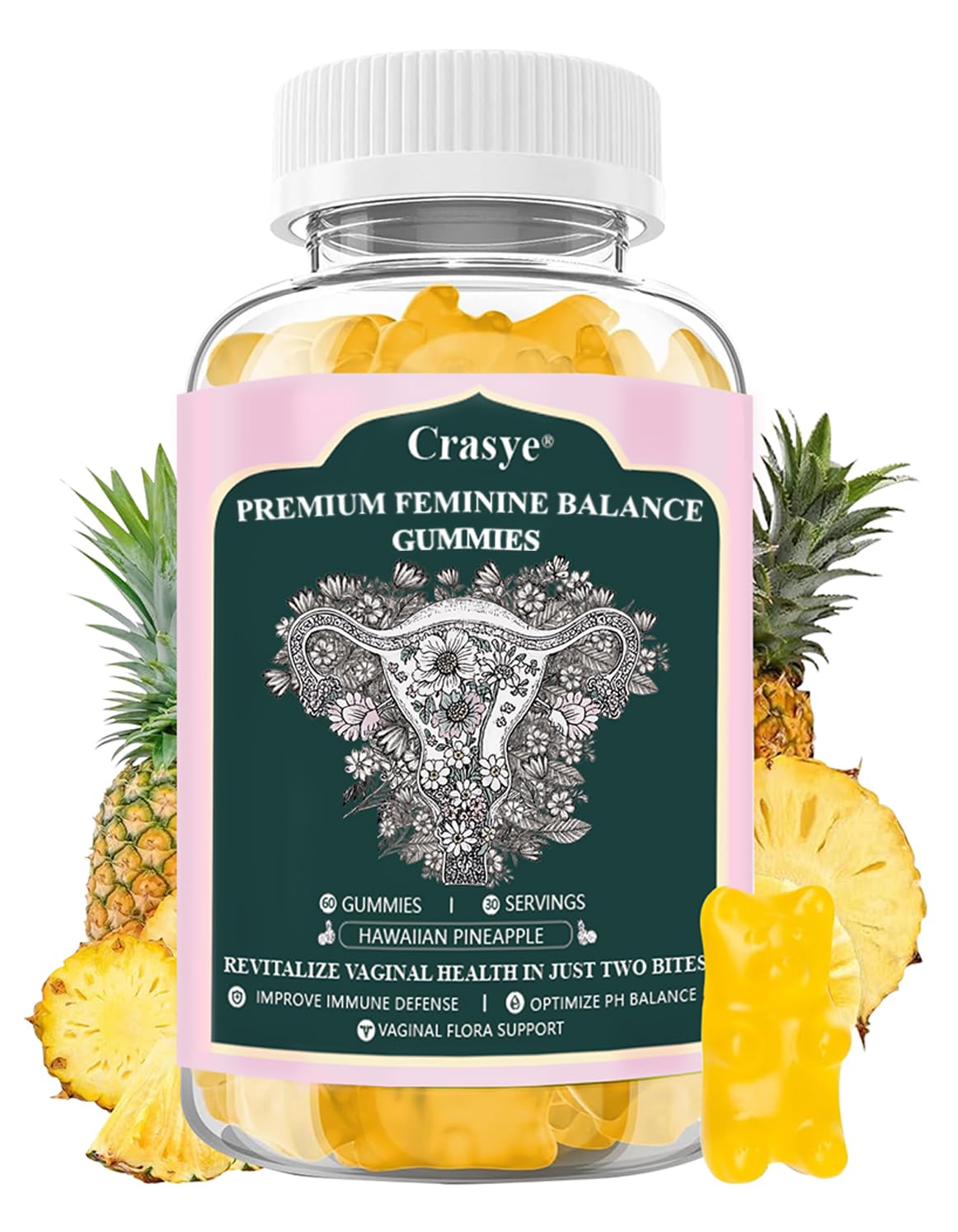 Crasye Feminine Balance Gummies 60 Count front view
