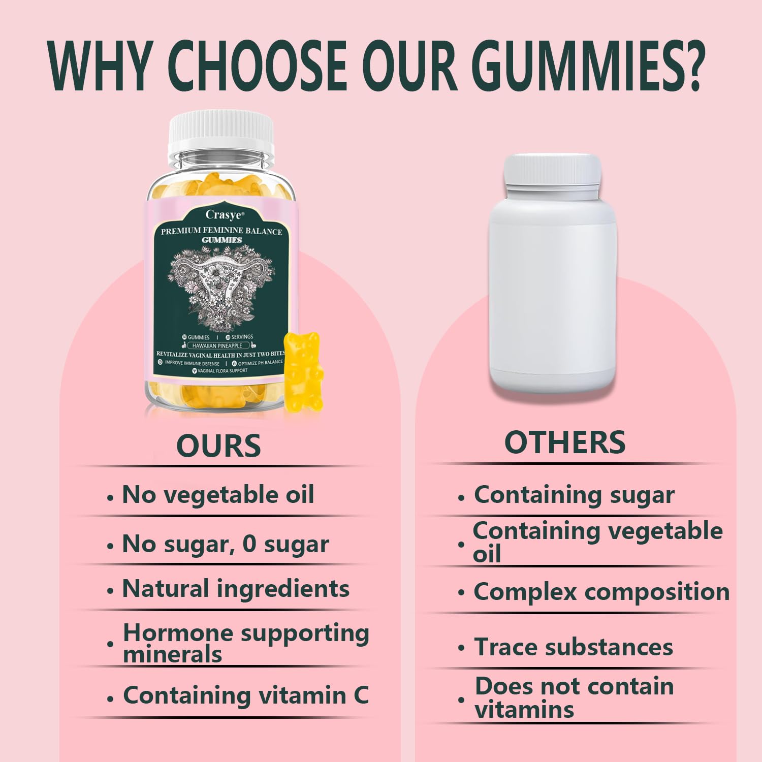 Crasye Feminine Balance Gummies with pineapple fruit