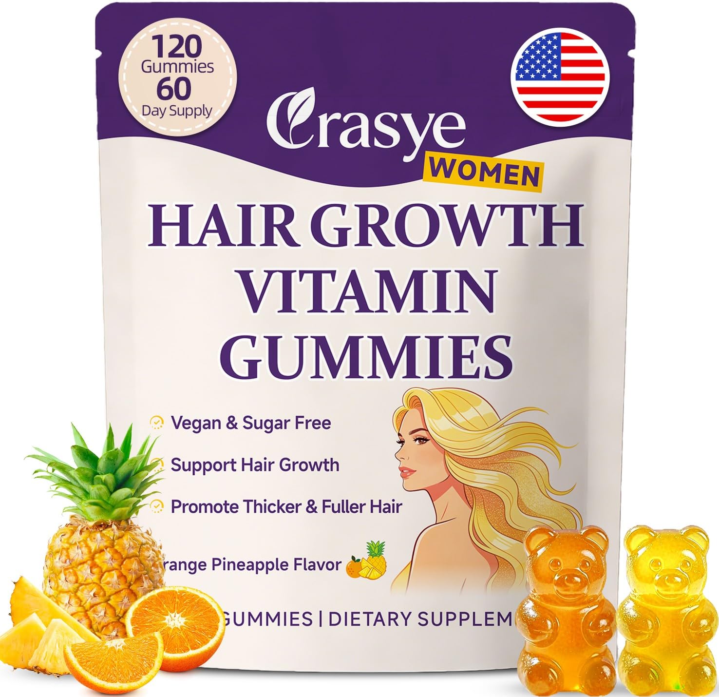 Crasye Hair Growth Gummies packaging front view