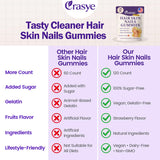 Crasye Hair Skin Nails Gummies nutritional information on back of packaging