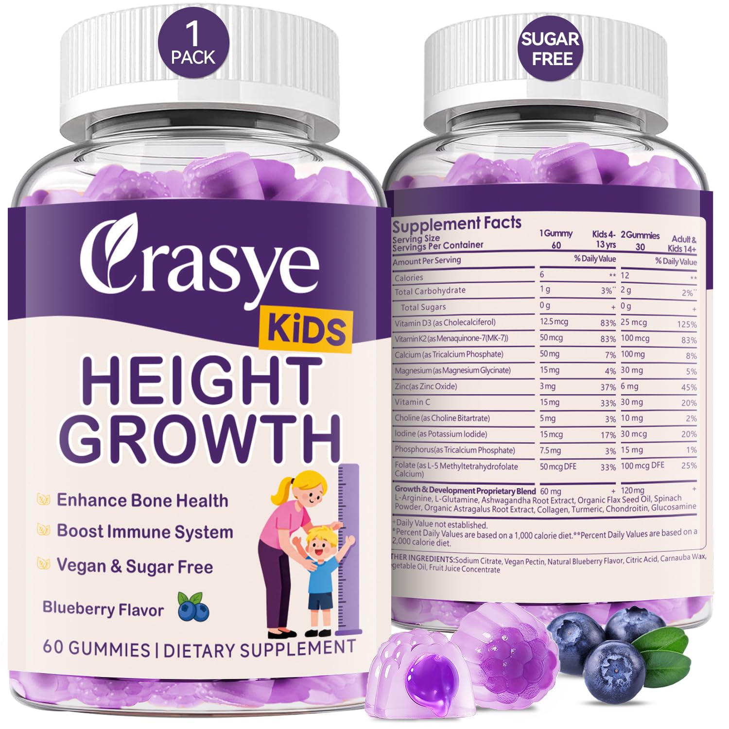Crasye Height Growth Gummies packaging front view