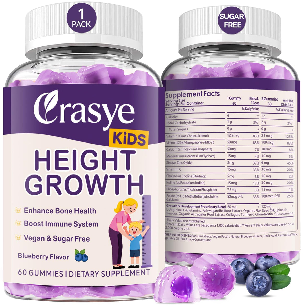 Crasye Height Growth Gummies packaging front view