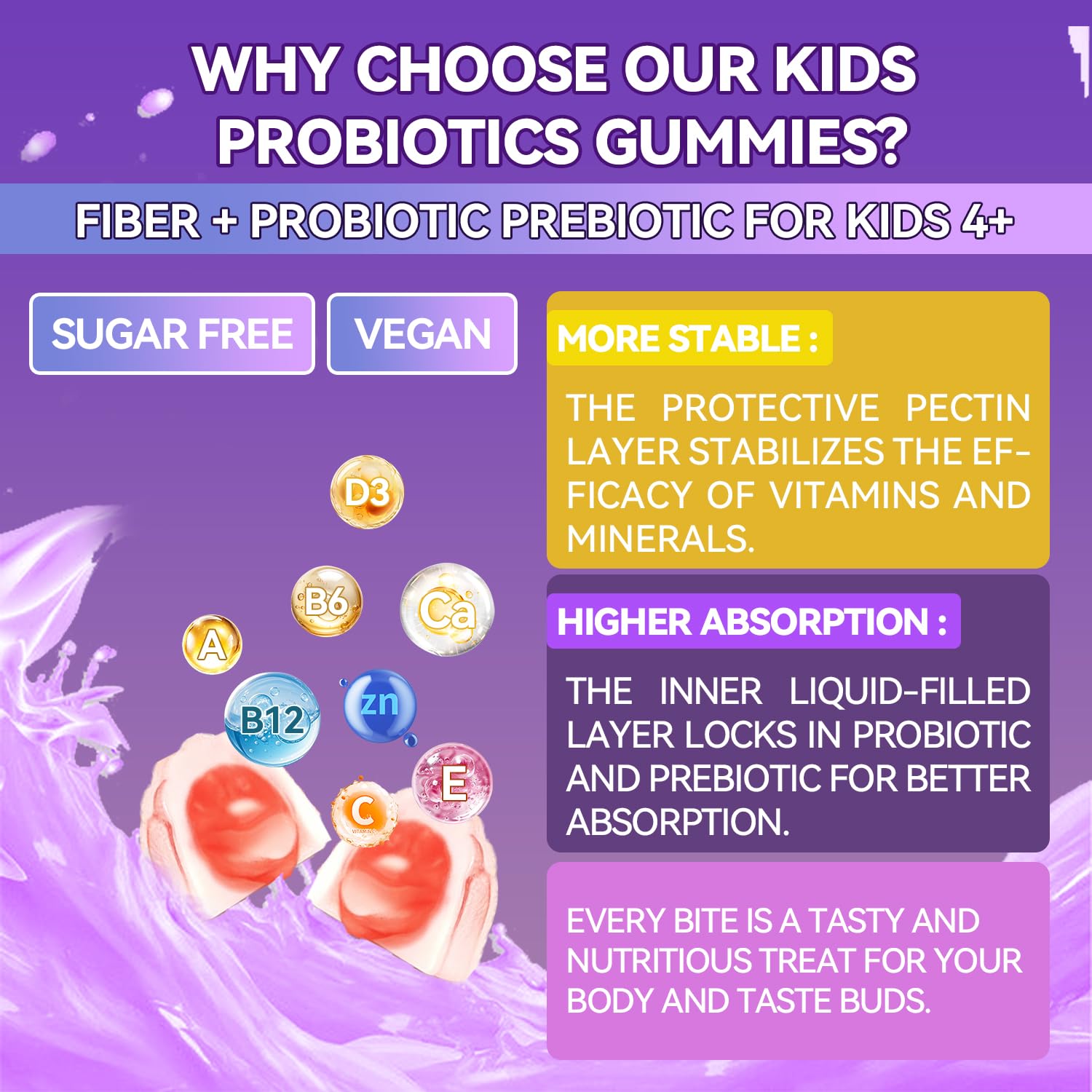 Crasye Kids Probiotics Gummies on a kitchen counter