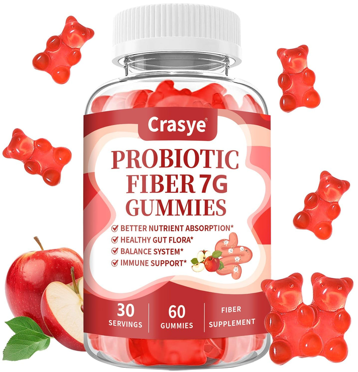 Crasye Prebiotic Fiber Gummies front view with packaging