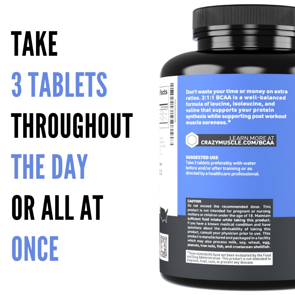Crazy Muscle BCAA Supplement packaging side view
