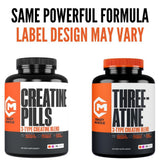 Crazy Muscle Creatine Monohydrate 3X Blend Tablets displayed with fitness gear