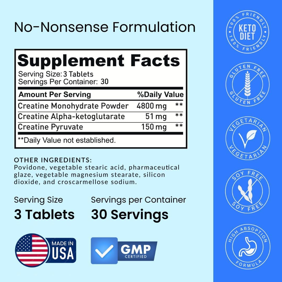 Crazy Muscle Creatine Monohydrate 3X Blend Tablets with measuring scoop