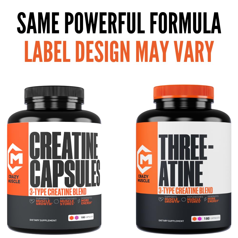 Crazy Muscle Creatine Monohydrate bottle with fitness equipment
