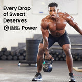 Crazy Muscle Three-atine Creatine Capsules displayed with workout gear