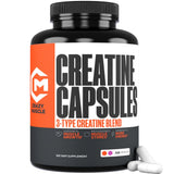 Crazy Muscle Three-atine Creatine Capsules front view with label