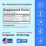 Crazy Muscle Three-atine Creatine Capsules opened with capsules visible