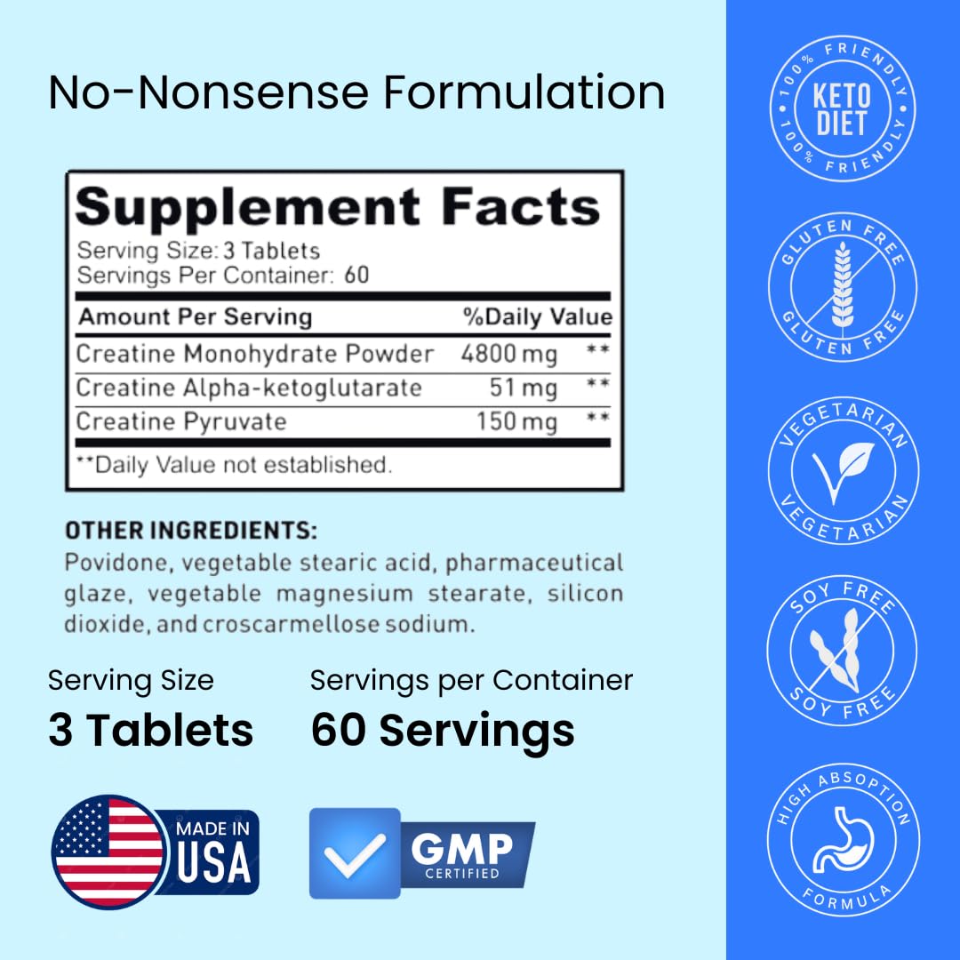 Crazy Muscle Three-atine creatine monohydrate label details