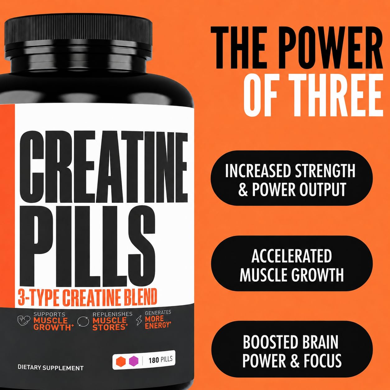 Crazy Muscle Three-atine creatine monohydrate packaging