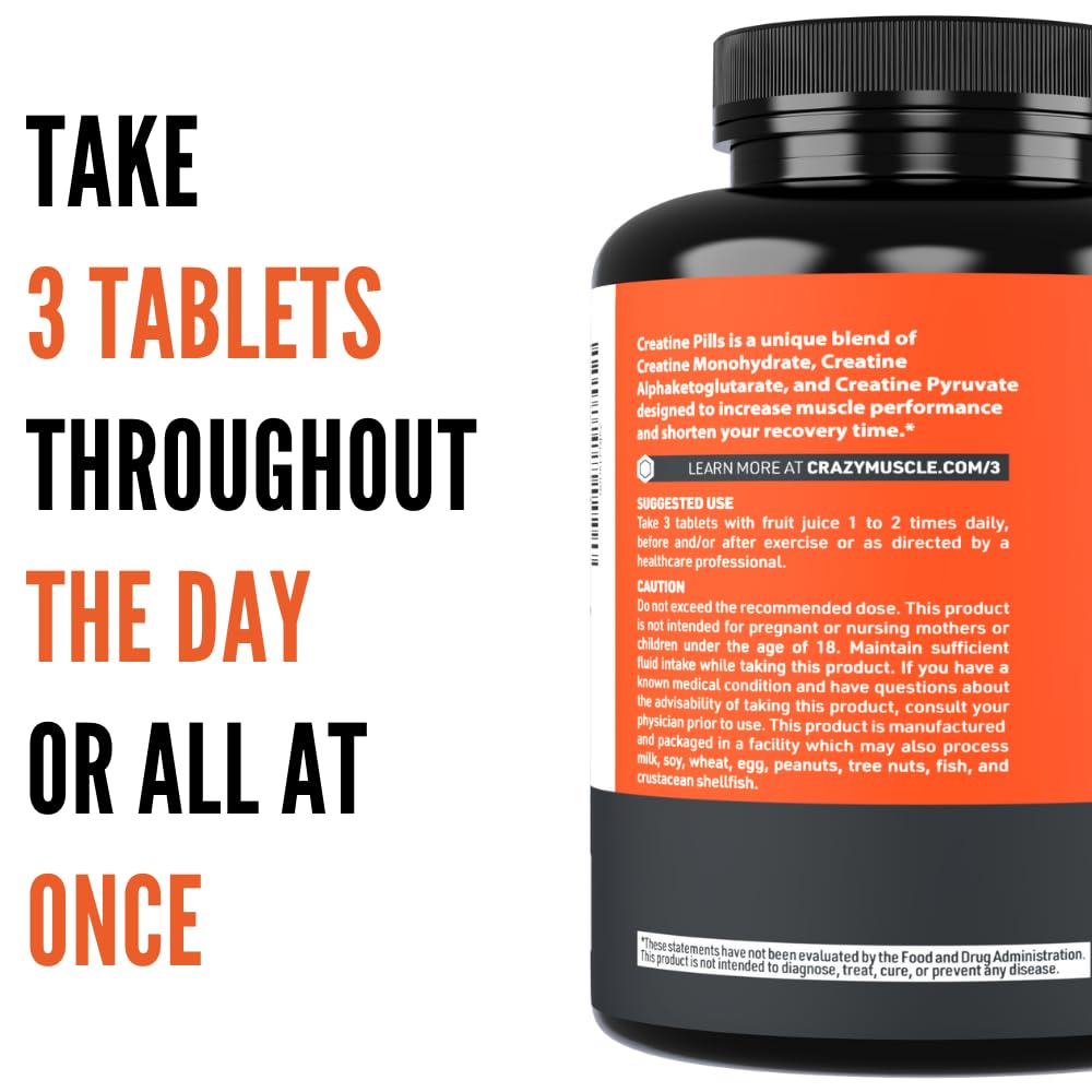 Crazy Muscle Three-atine creatine monohydrate with water