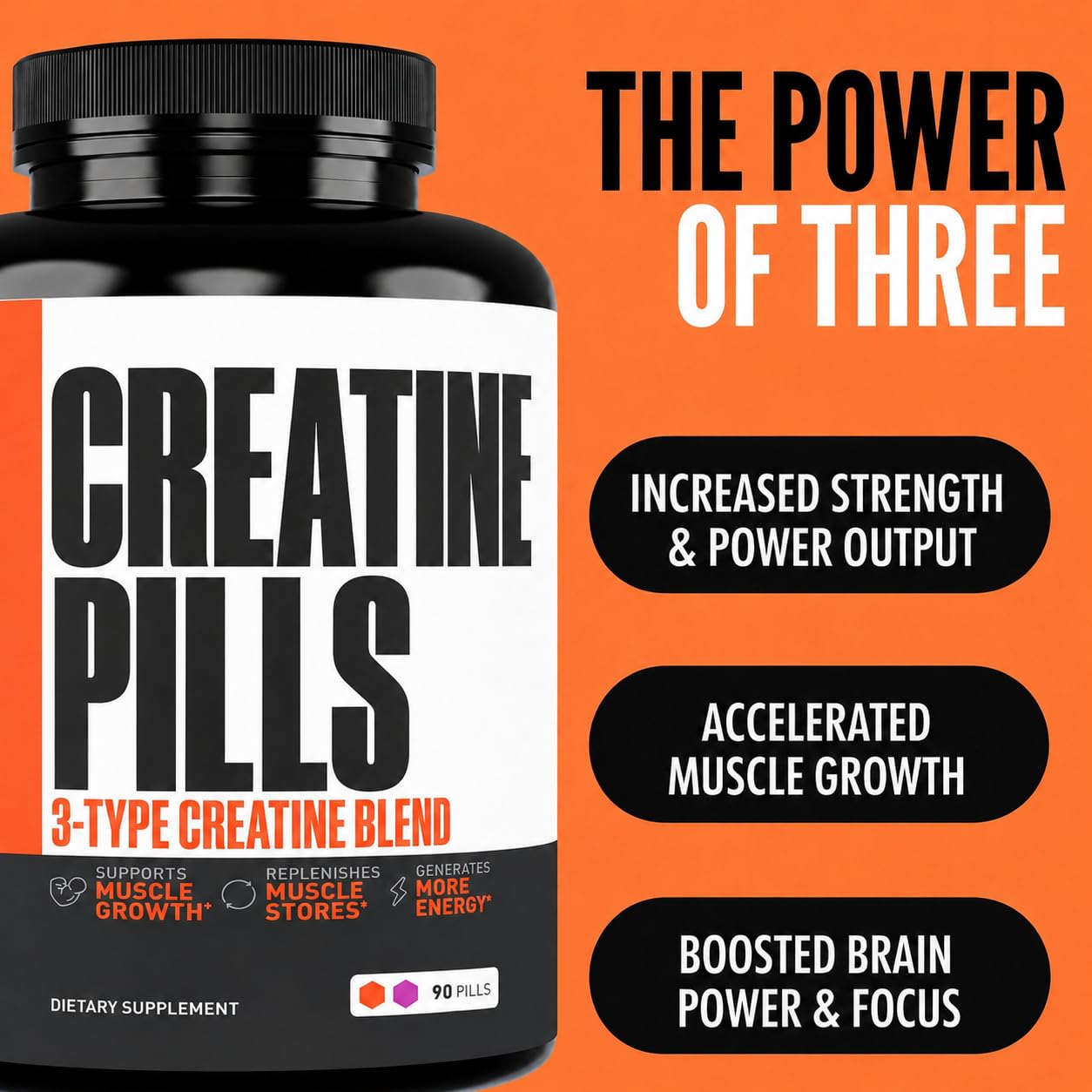 Crazy Muscle Threeatine Creatine Tablets with water