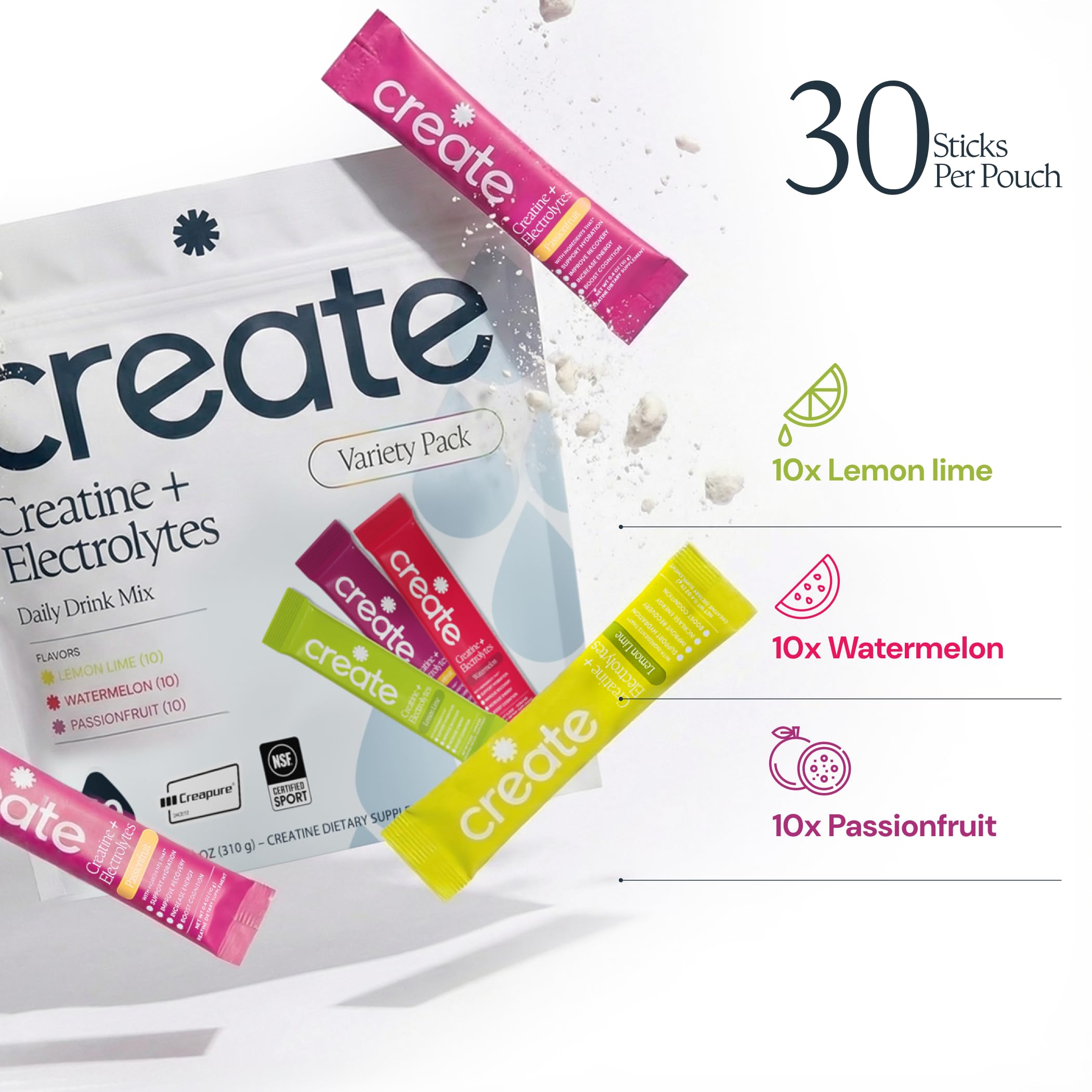 Create Creatine Monohydrate 5g stick pack Lemon Lime flavour