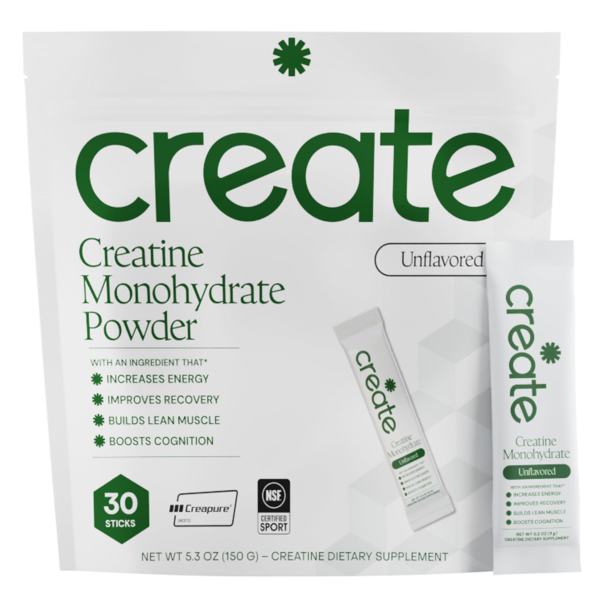 Create Creatine Monohydrate 5g travel pack front view