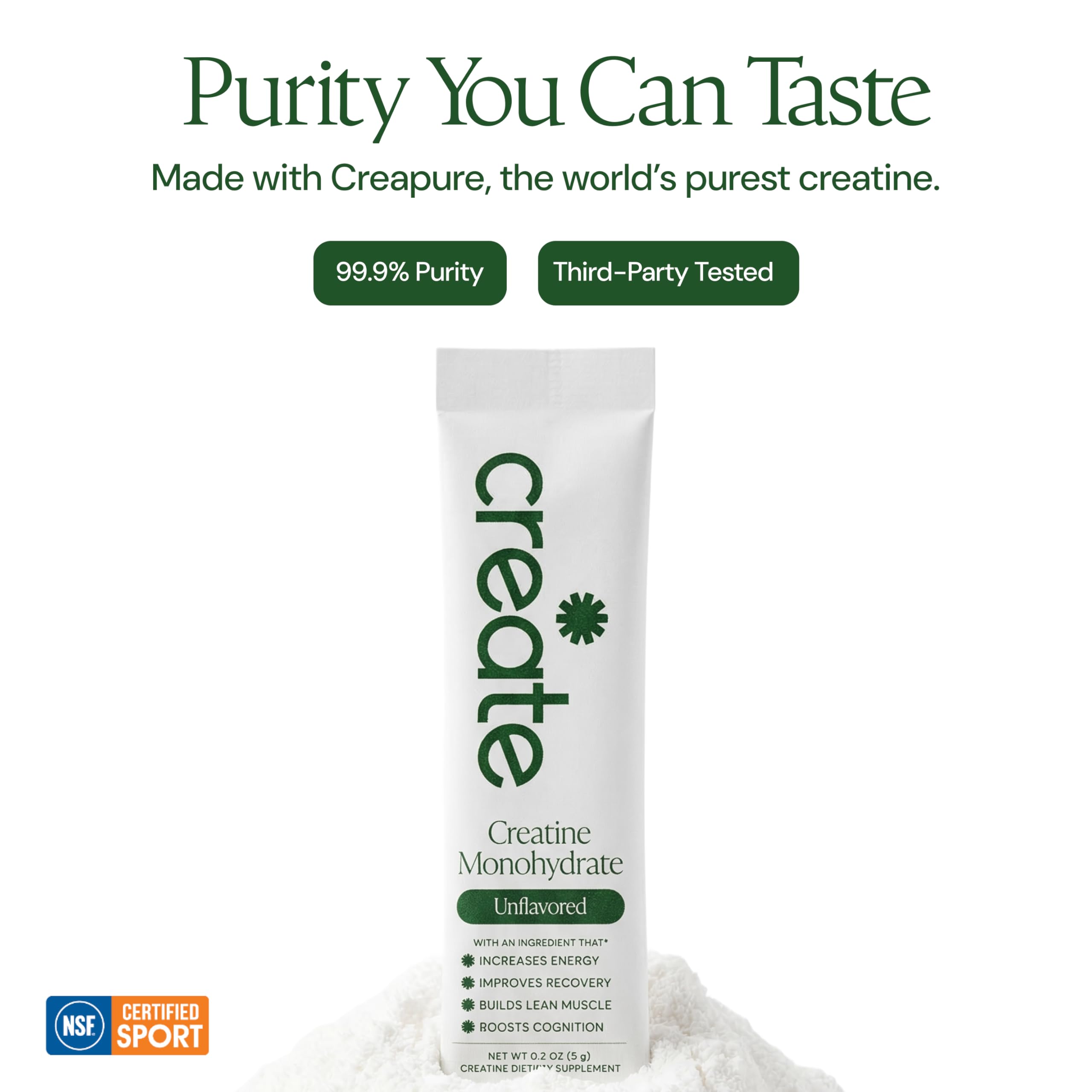 Create Creatine Monohydrate 5g travel pack opened