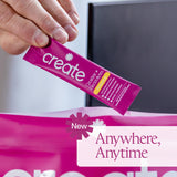 Create Creatine Monohydrate 5g Tropical Passion Fruit stick pack with shaker bottle