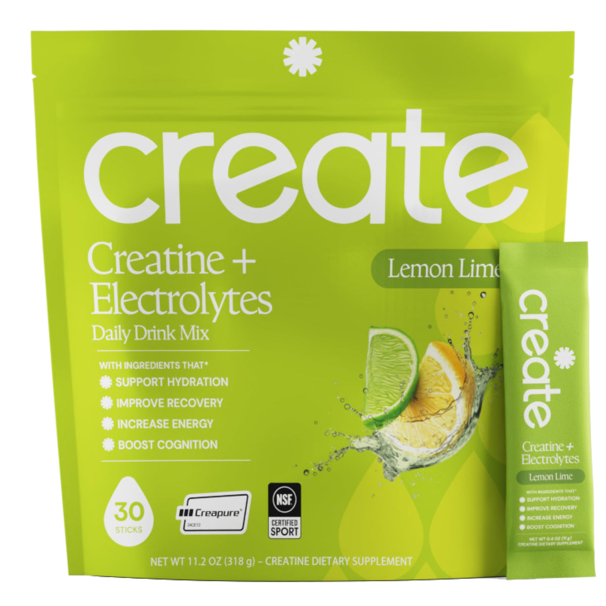 Create Creatine Monohydrate + Electrolyte Complex stick pack front view