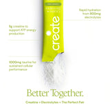 Create Creatine Monohydrate + Electrolyte Complex stick pack with glass of water