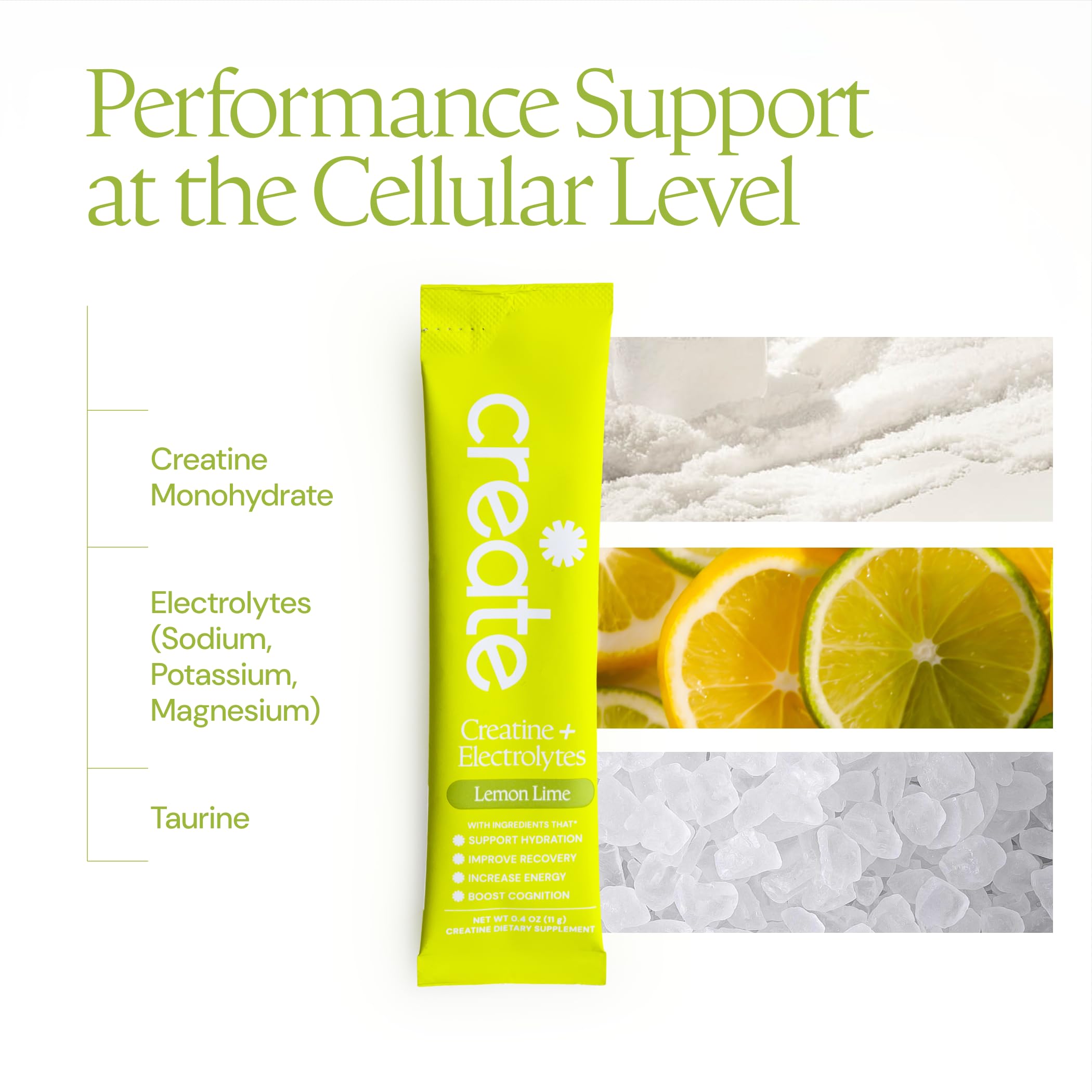 Create Creatine Monohydrate + Electrolyte Complex stick pack with lemon-lime