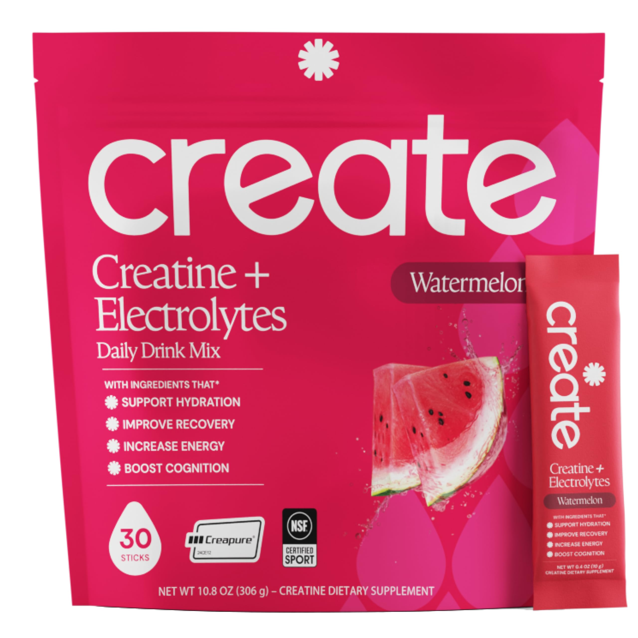 Create Creatine Monohydrate Electrolyte Drink Mix packaging front view