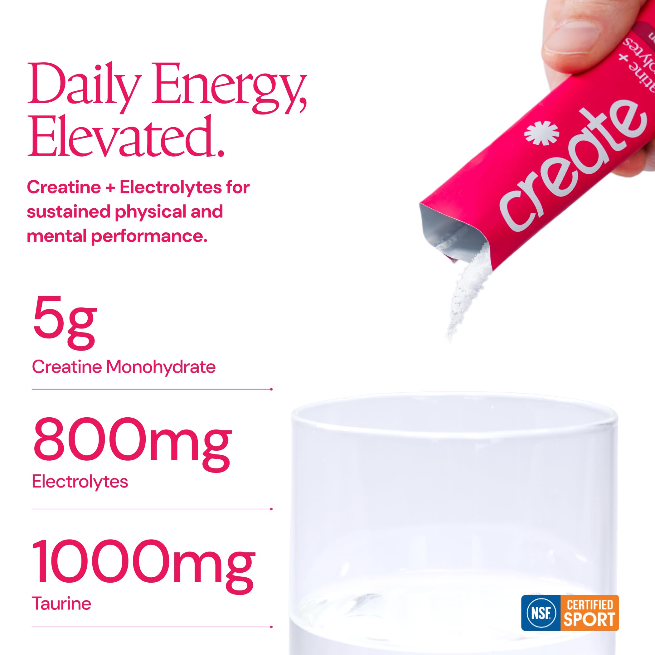 Create Creatine Monohydrate Electrolyte Drink Mix powder in a glass of water
