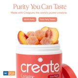 Create Vegan Creatine Gummies being held in hand for size reference