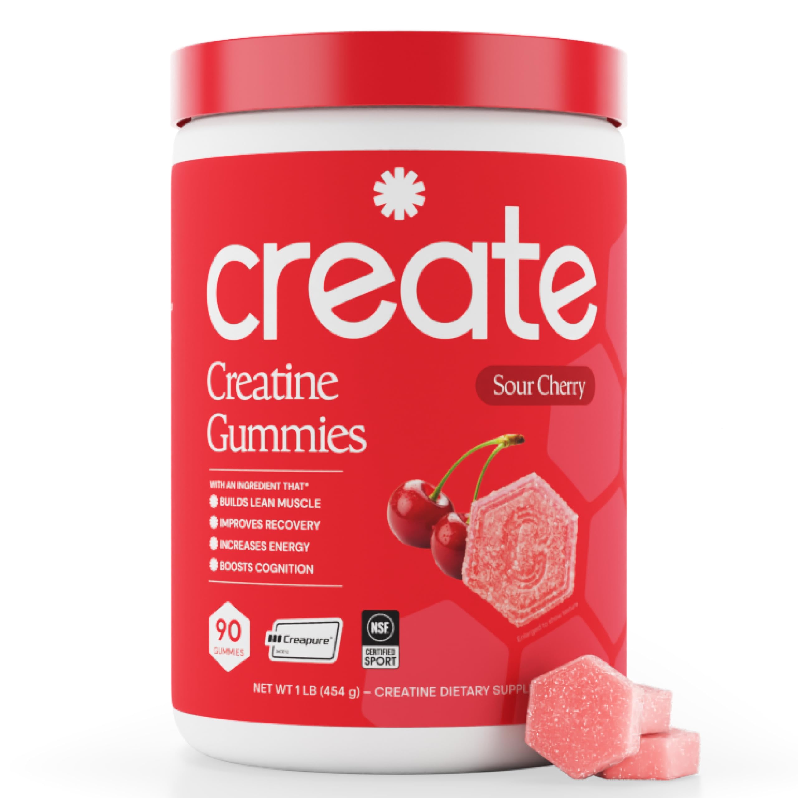 Create Vegan Creatine Gummies front view with packaging