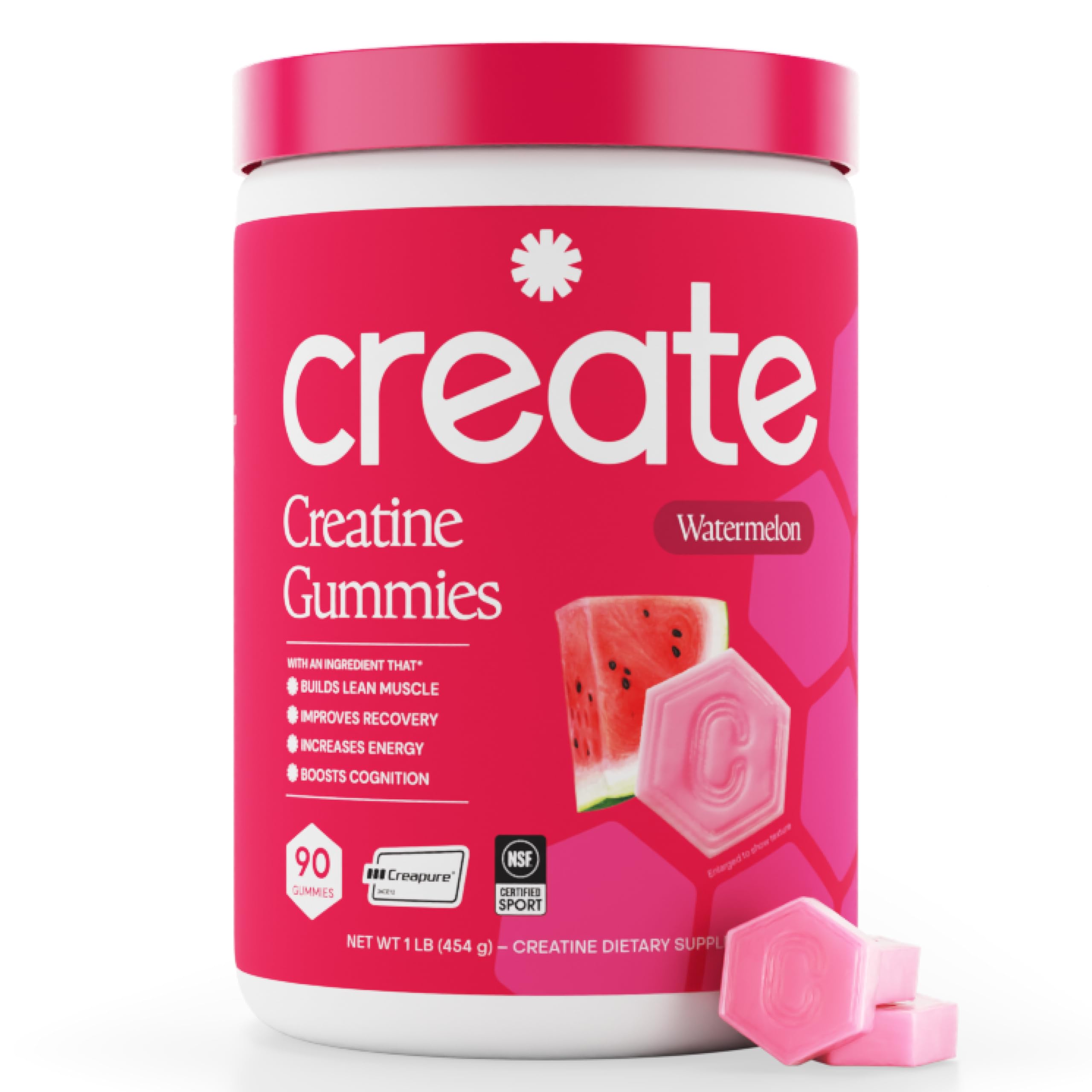 Create Vegan Creatine Gummies front view with packaging