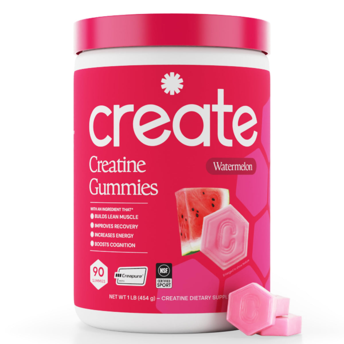 Create Vegan Creatine Gummies front view with packaging