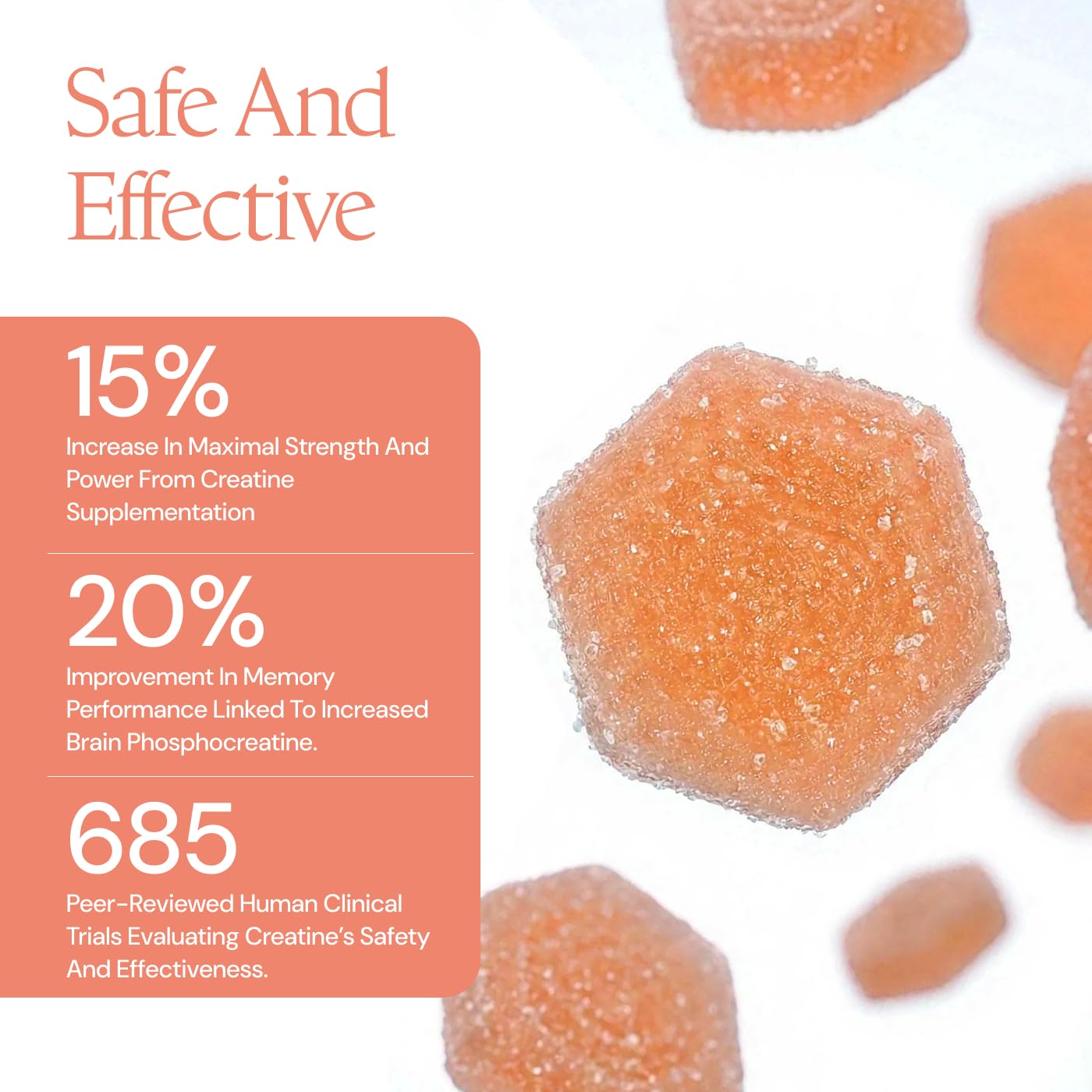 Create Vegan Creatine Gummies scattered on a surface