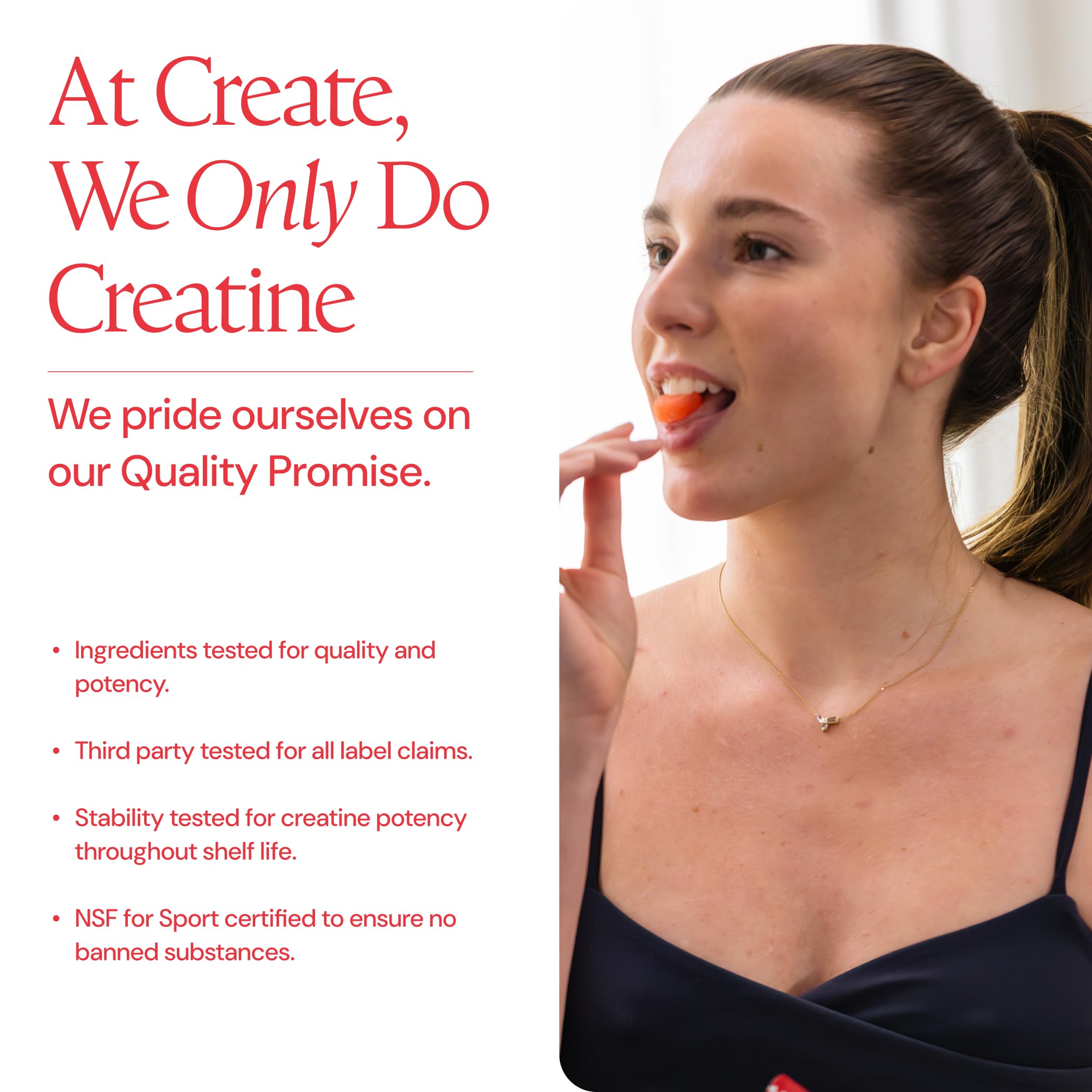 Create Vegan Creatine Gummies with a hand holding a gummy