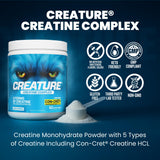 CREATURE Creatine Complex 680g side view showing nutritional information