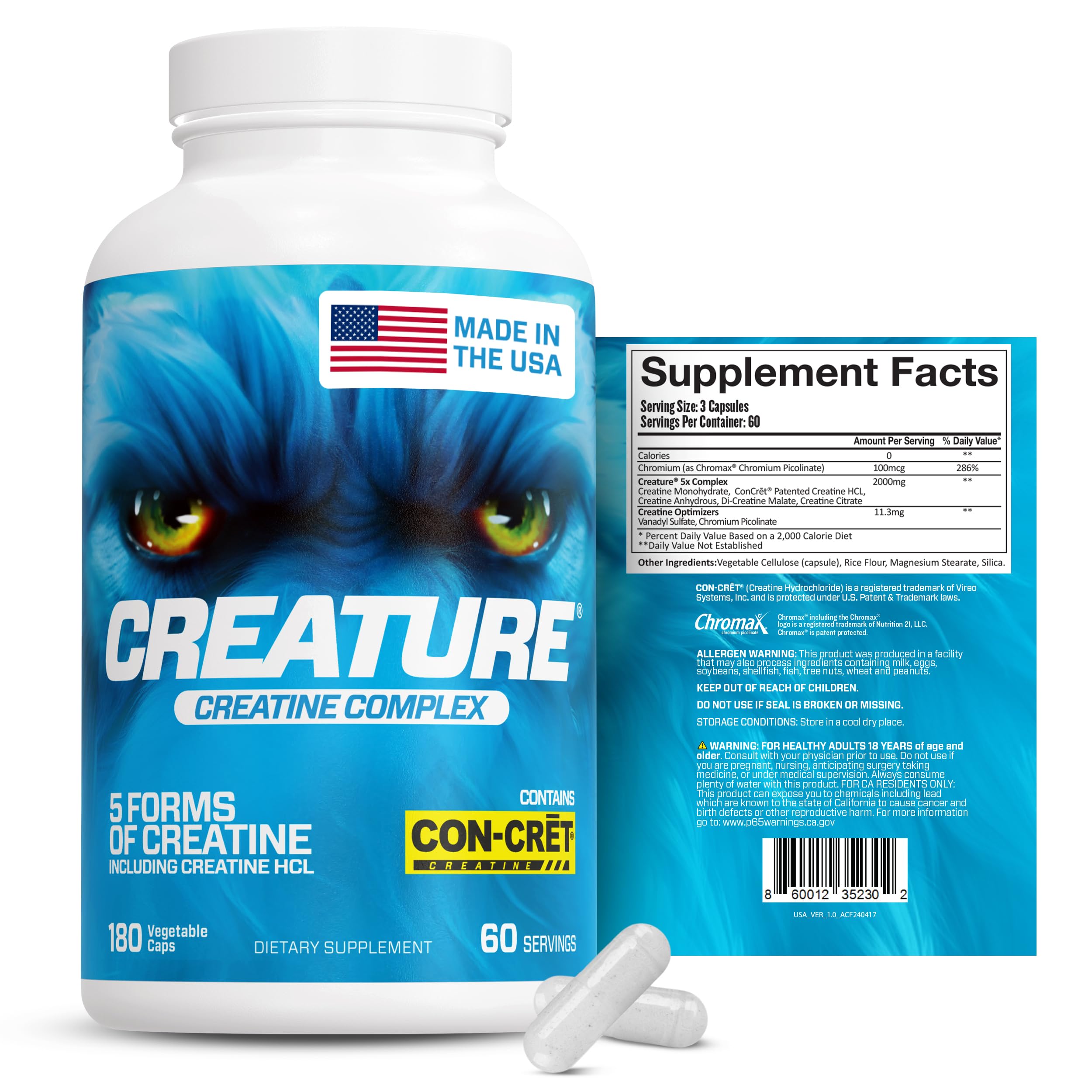 CREATURE Creatine Monohydrate Capsules packaging