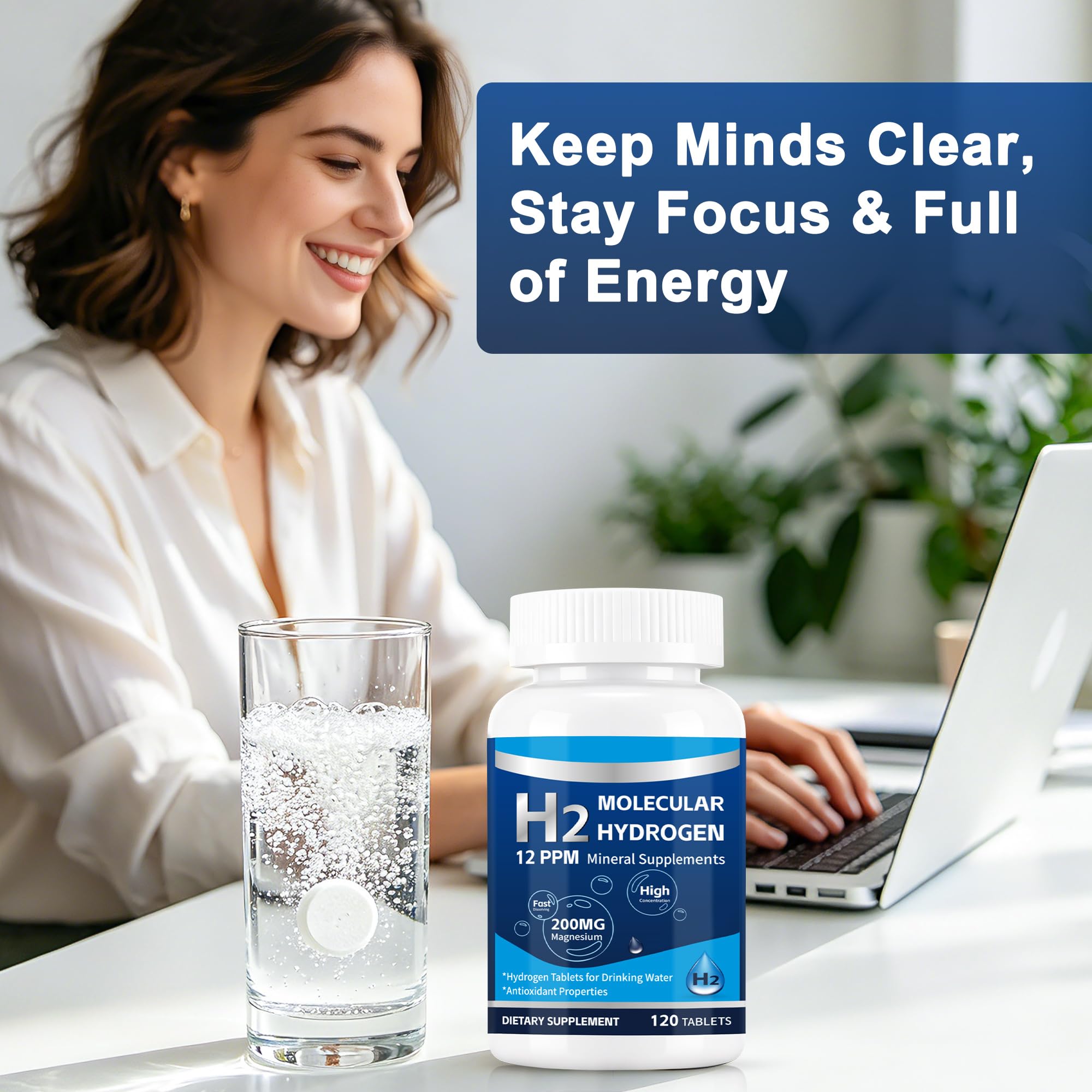 Crobirware Hydrogen-Rich Water Tablets in a glass of water