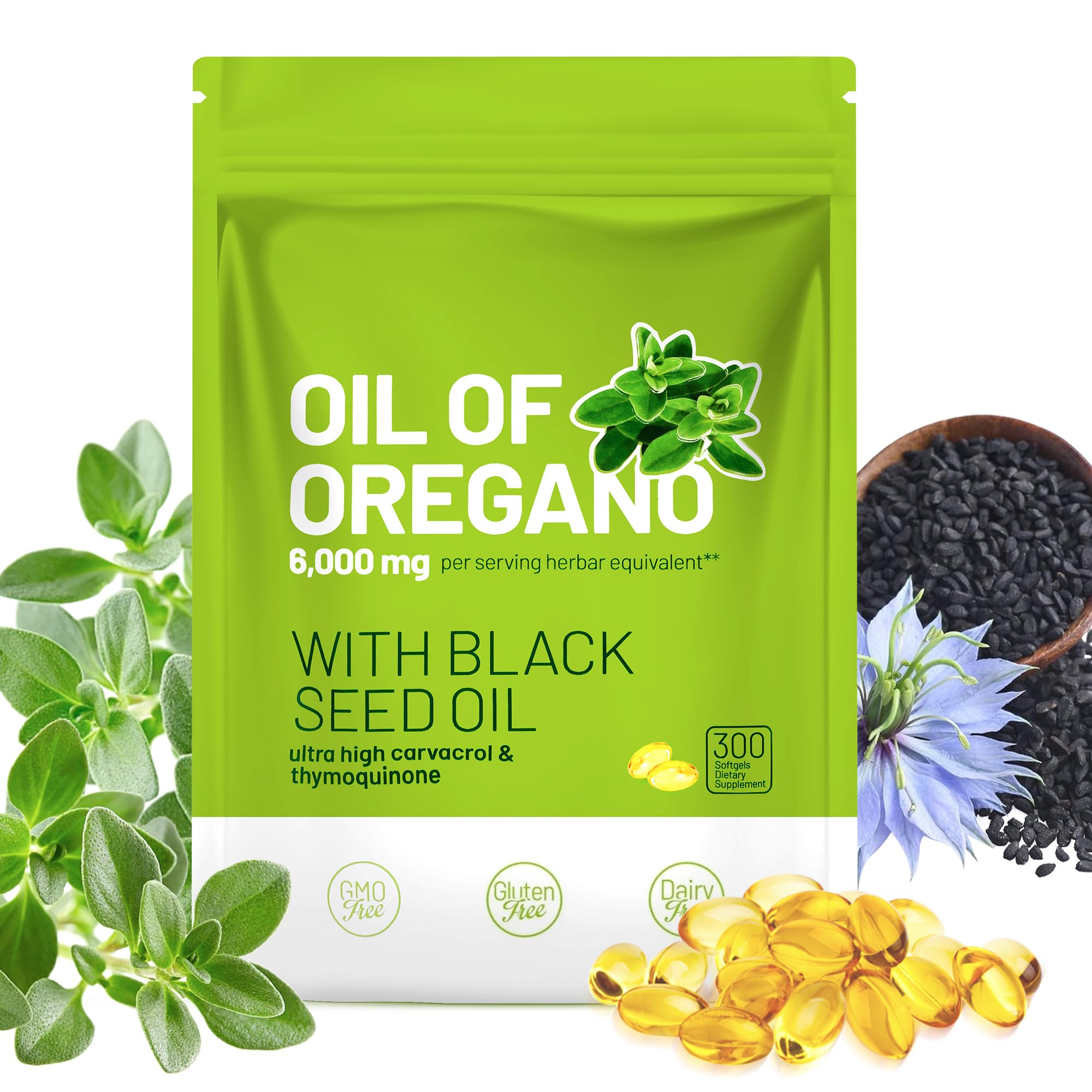 Crobirware Oregano Oil & Black Seed Oil Softgels front view