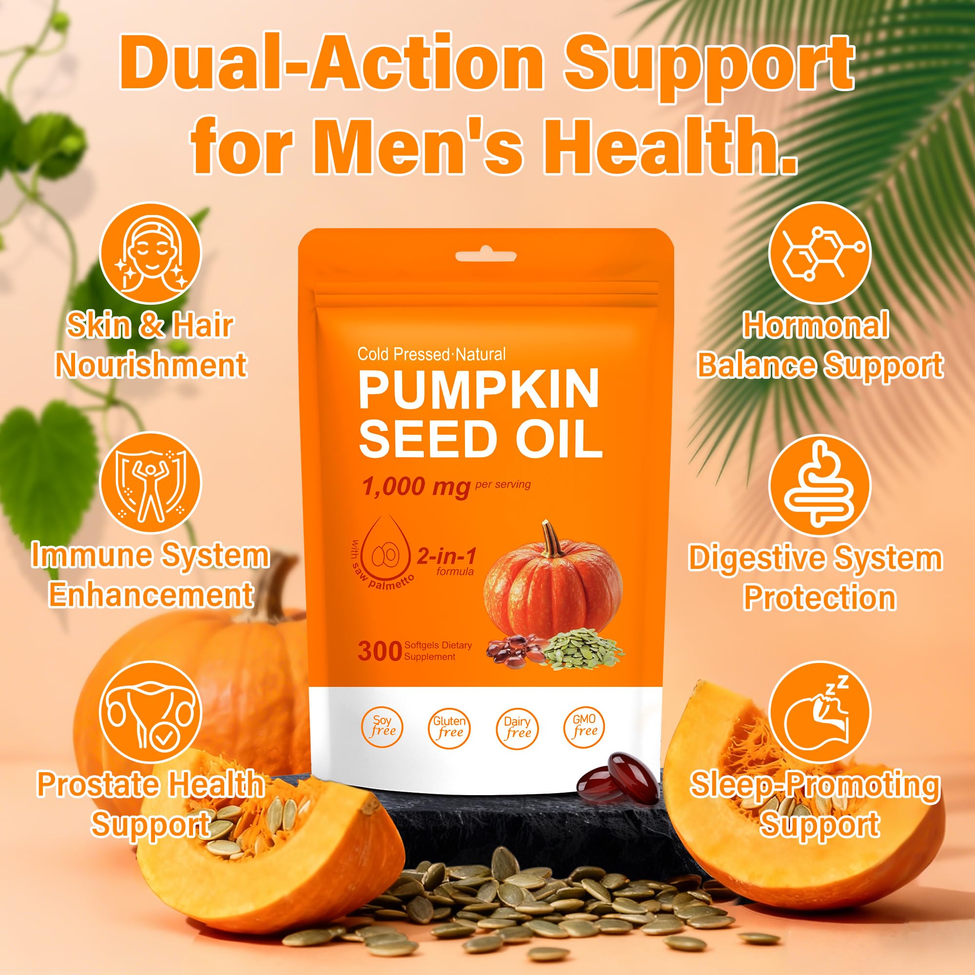 Crobirware Pumpkin Seed Oil & Saw Palmetto softgels close-up