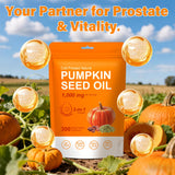 Crobirware Pumpkin Seed Oil & Saw Palmetto softgels on a wooden table