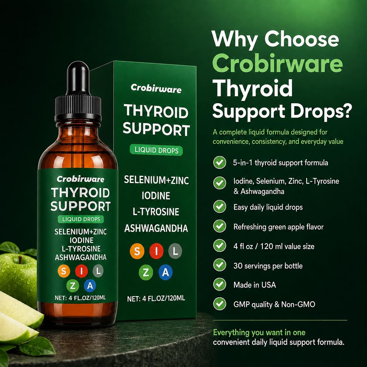 Crobirware Thyroid Extracts 4-in-1 Complex 120ml in a lifestyle setting