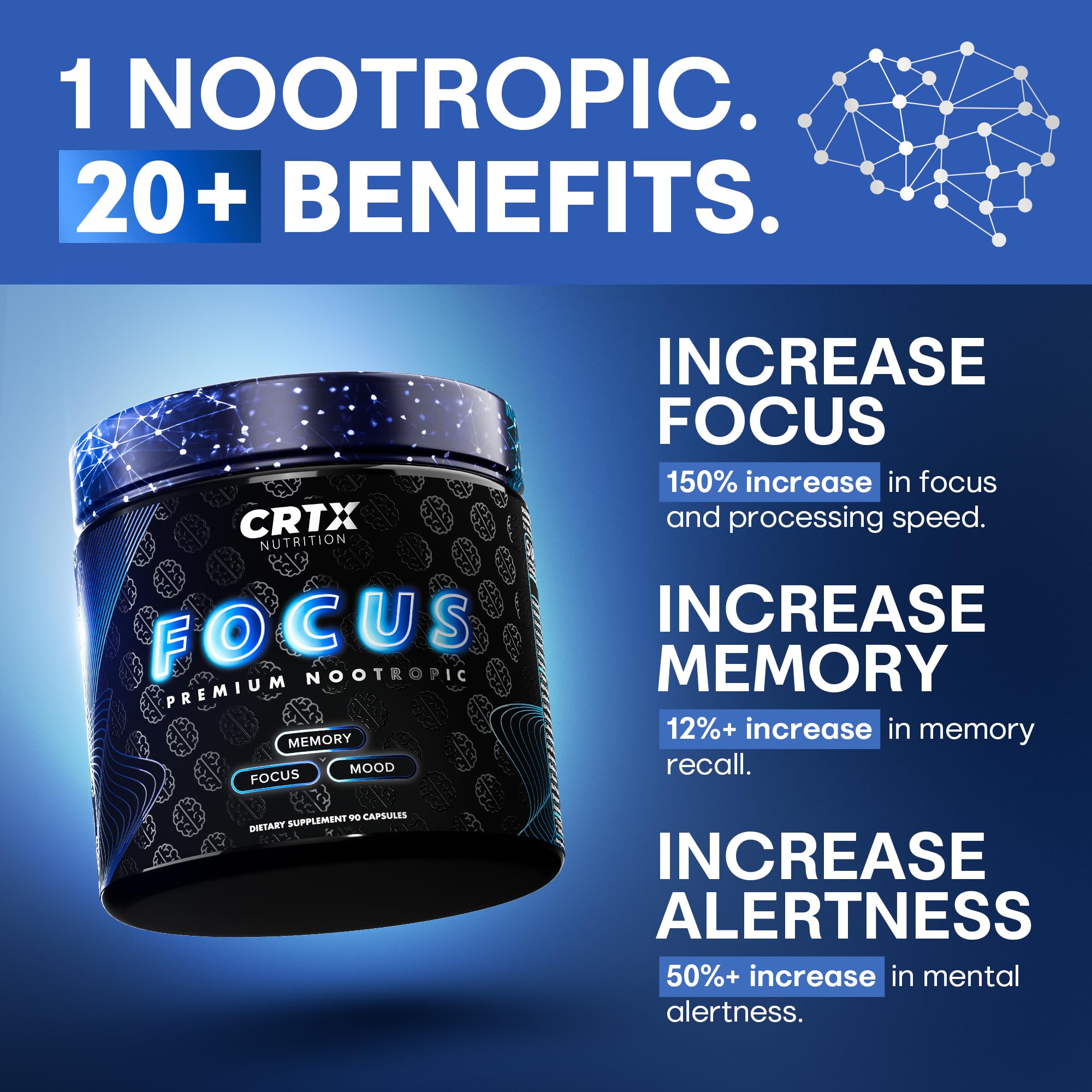CRTX Nutrition Focus Cognitive Supplement side view