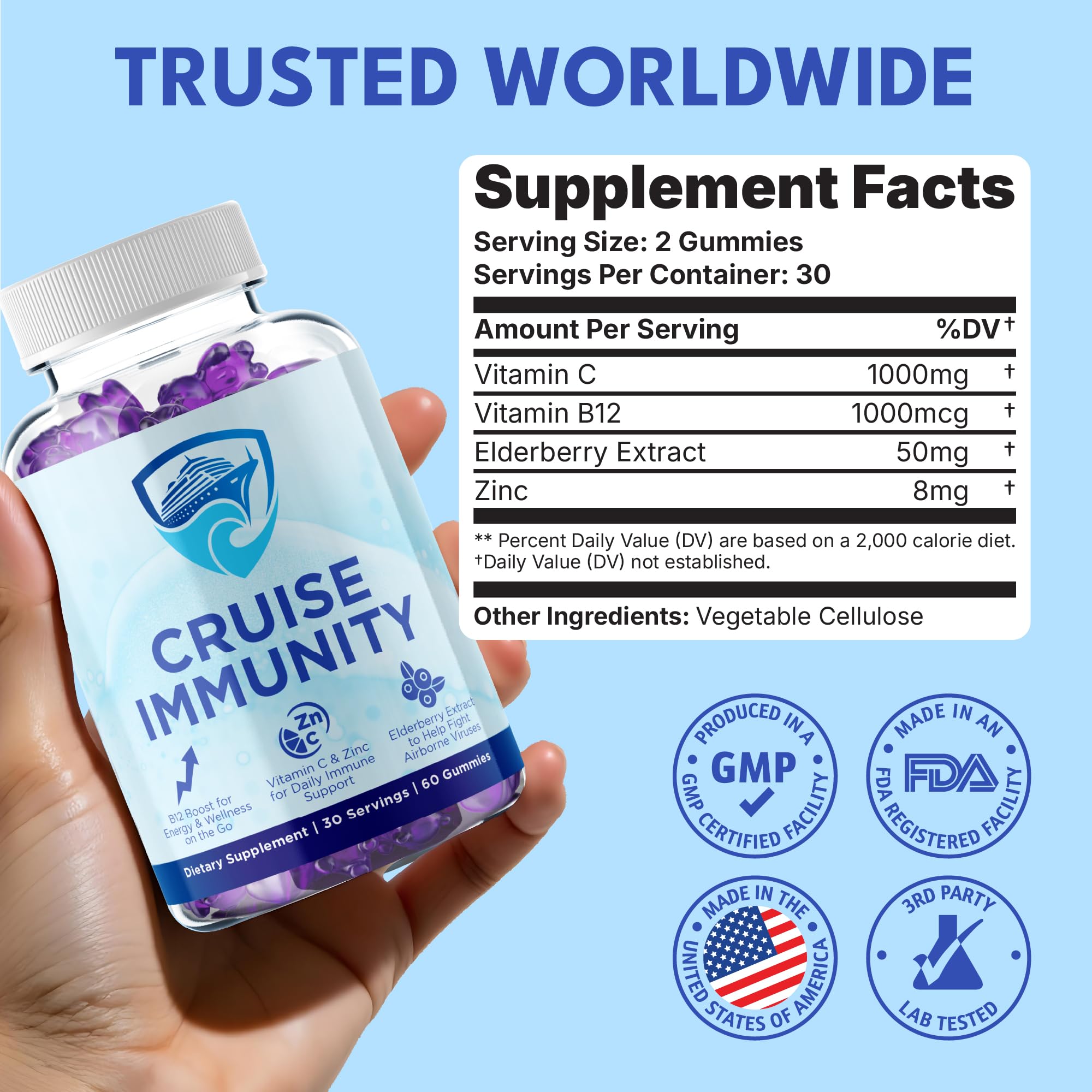 CRUISE daily wellness Support Gummies berry flavour close-up