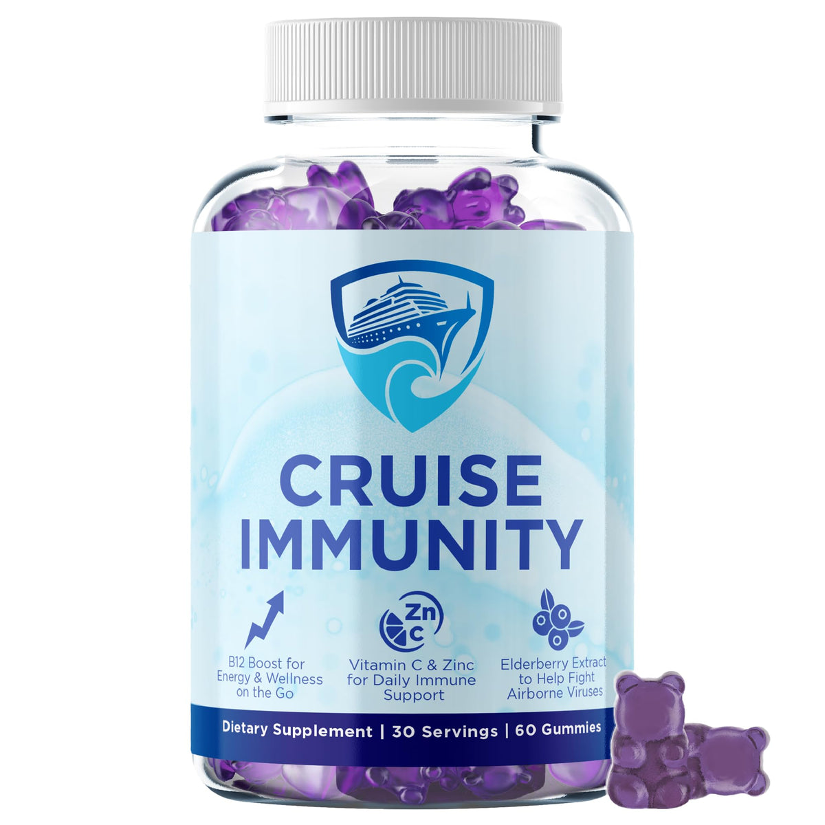 CRUISE daily wellness Support Gummies front view with packaging